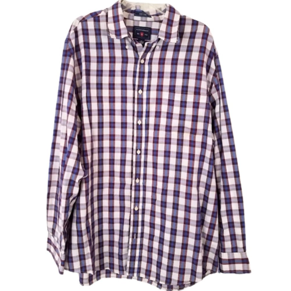 SADDLEBRED Easy Care Striped Plaid Big Tall Button-Down Shirt - Men's XLT
